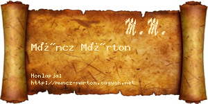 Müncz Márton névjegykártya